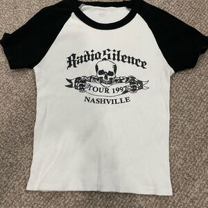 Brandy Melville Black & White Nashville Skull Tee